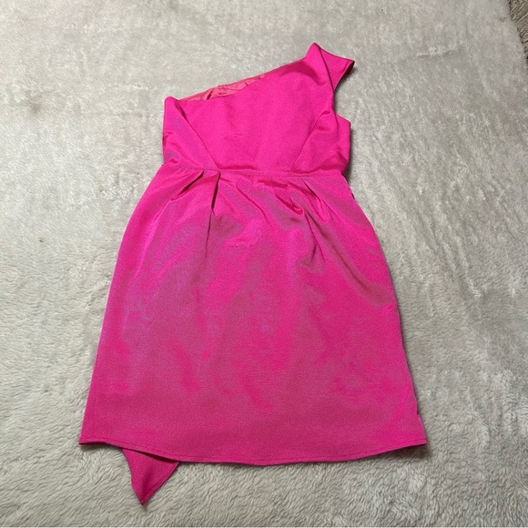 BCBGeneration Womens Dress Candy Pink One Shoulder Cocktail Mini Dress Size 6 - Picture 12 of 13